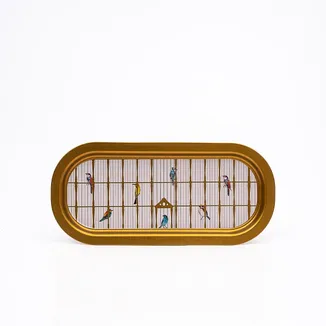 Bird Cage Desenli Metal Baton Tepsi, 16 x 35 cm