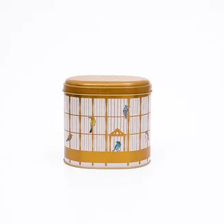 Bird Cage Desenli Oval Metal Kutu, 14 x 12 x 13 cm, 1.4 lt