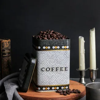 Mosaic Coffee Desenli Kare Metal Kutu, 10.5 x  10.5 x 16 cm, 1.7 lt