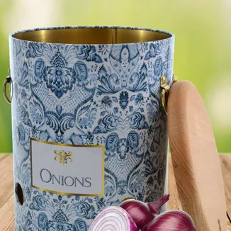 Azulejos Onions Desenli Ahşap Kapaklı Metal Soğanlık, 17.5 x 22.5 cm, 5 lt