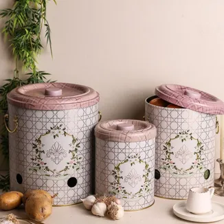 Rosy Desenli Patates, Soğan ve Sarımsaklık, 3 lü Set