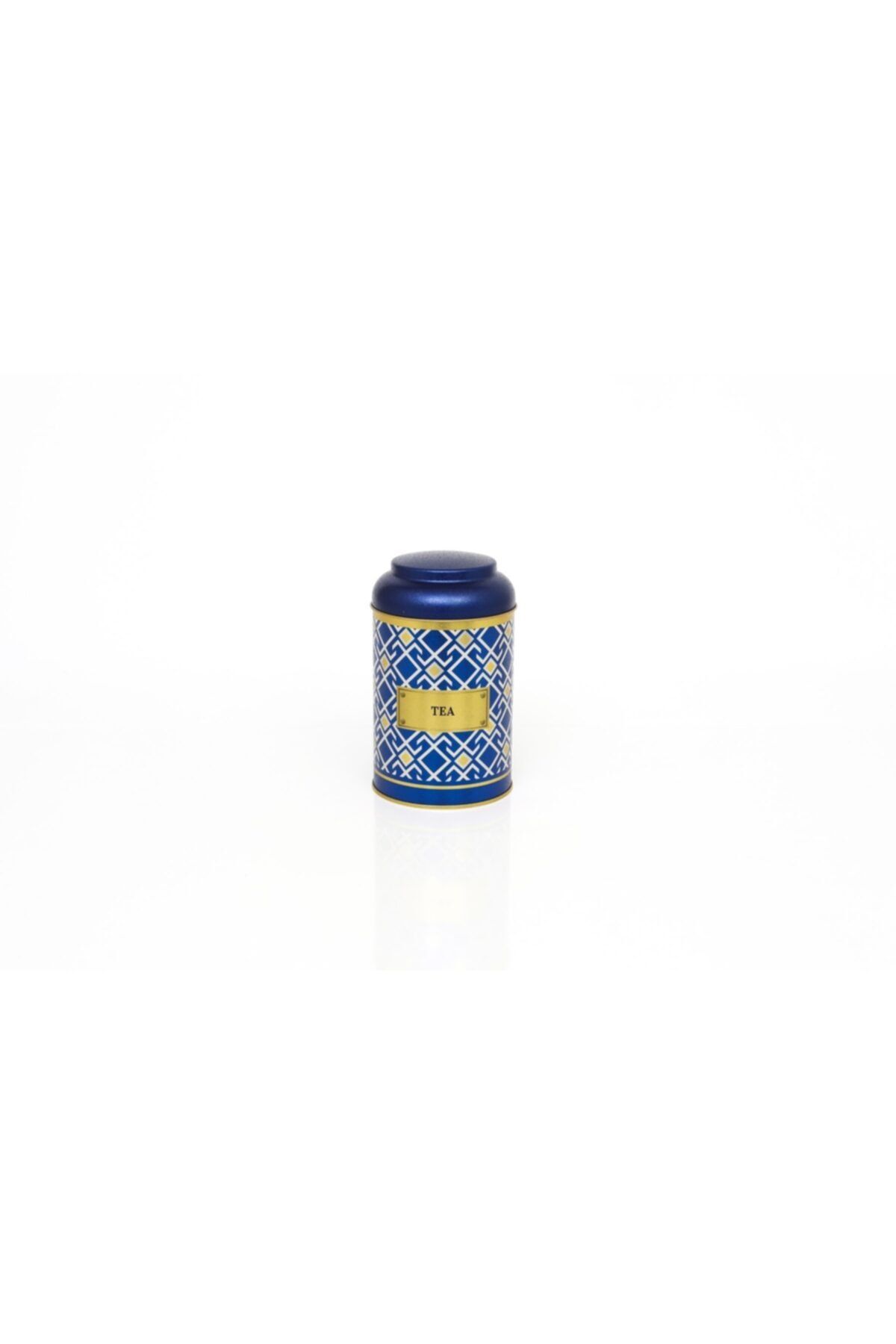 Turkish Blue_Tea Desenli Yuvarlak Metal Kutu, 10.5 x 15 cm, 1.1 lt