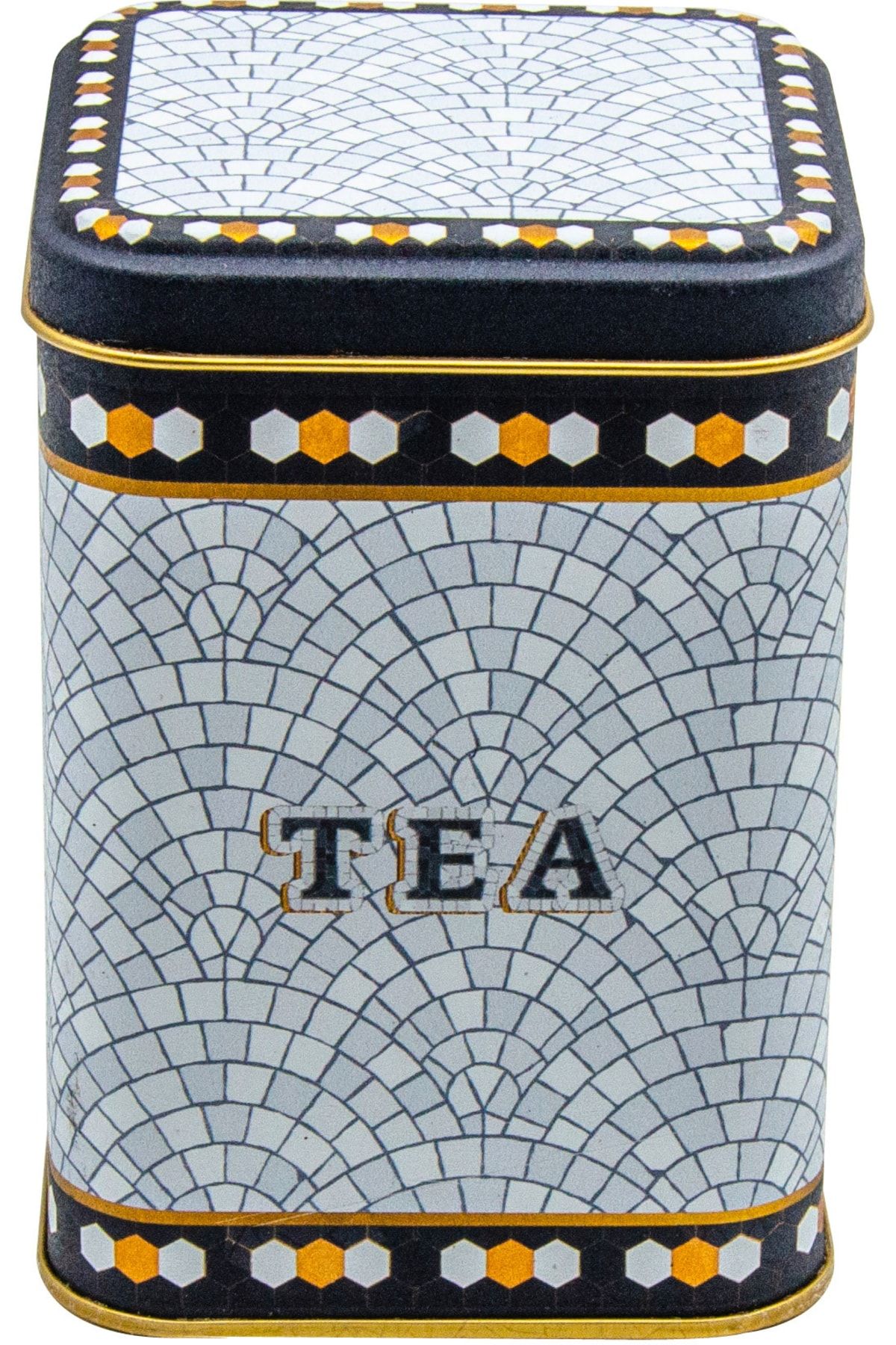 Mosaic Tea Desenli Kare Metal Kutu, 9 x 9 x 12.5 cm, 1 lt
