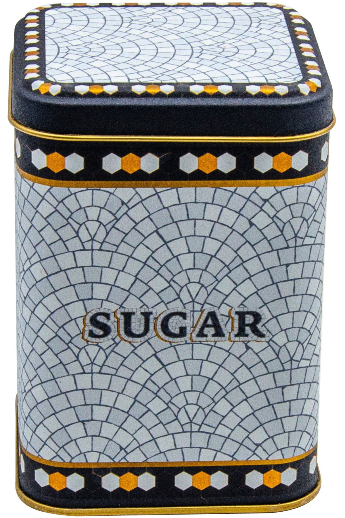 Mosaic Sugar Desenli Kare Metal Kutu, 9 x 9 x 12.5 cm, 1 lt