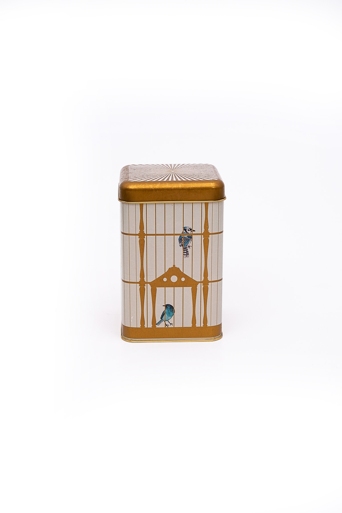 Bird Cage Desenli Kare Metal Kutu, 10.5 x  10.5 x 16 cm, 1.7 lt