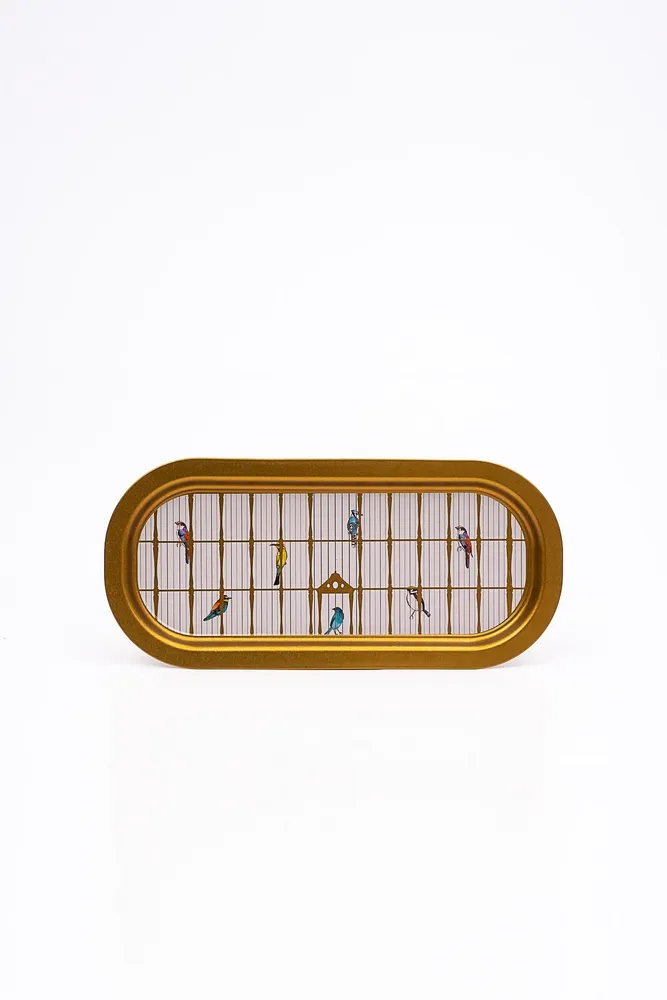 Bird Cage Desenli Metal Baton Tepsi, 16 x 35 cm