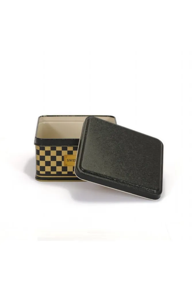 Checkers Gold_Swt Home Desenli Kare Metal Kutu, 15.8 x 15.8 x 8 cm, 1.9 lt