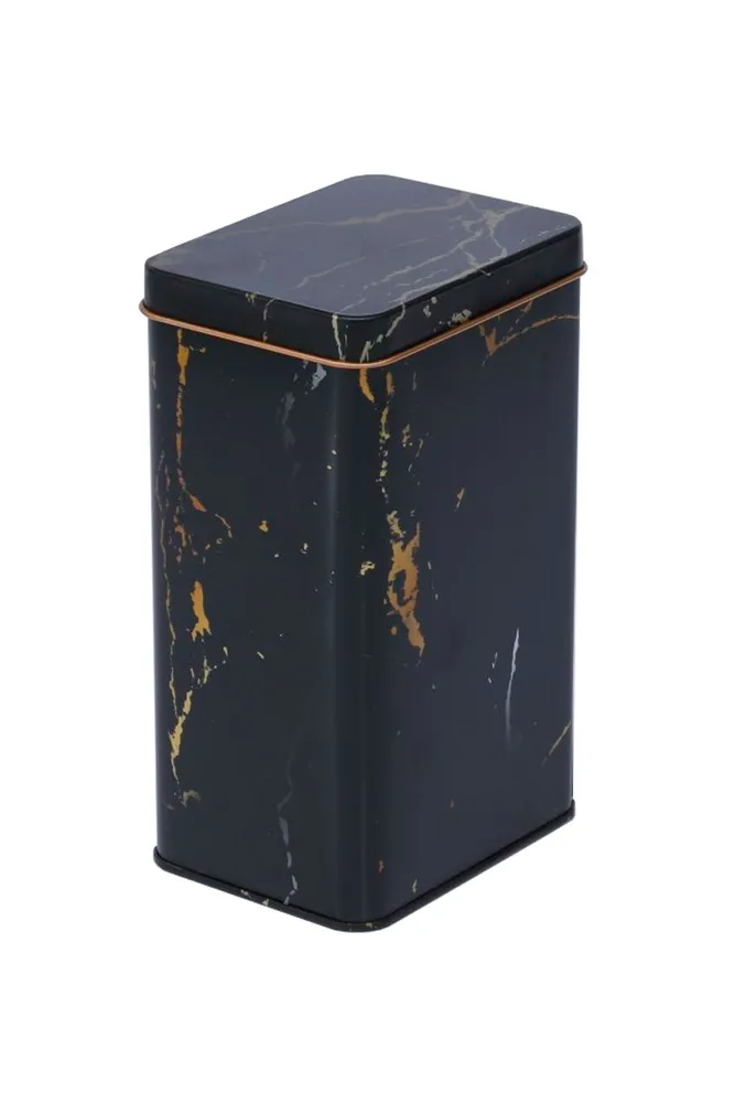 Marble Black Desenli Dikdörtgen Metal Kutu, 7.5 x 10 x 17 cm, 1 lt