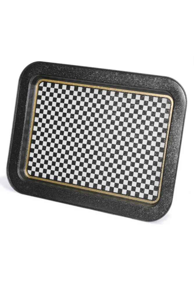Checkers Black_Swt Home Desenli Grande Metal Tepsi, 31 x 43 cm