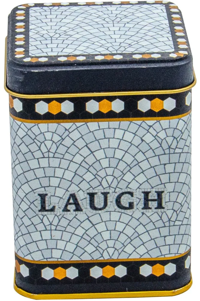 Mosaic Laugh Desenli Kare Metal Kutu, 7.5 x 7.5 x 10 cm, 0.5 lt