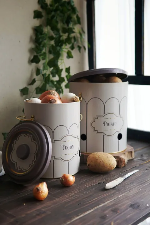 ERB23U6  - Patates Soğan Saklama Kabı 2 li Set, Retro
