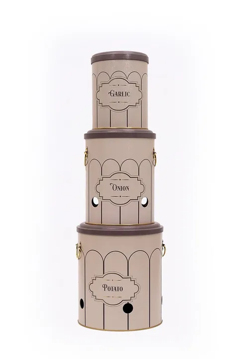 ERB29U6  - Patates Soğan Sarımsak Saklama Kabı 3 lü Set, Retro