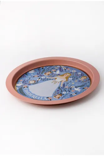 Tales Cinderella Desenli Yuvarlak Metal Tepsi, 37 cm