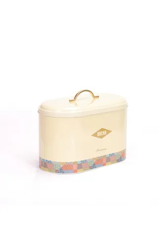 Morocco Cream Desenli Oval Metal Ekmek Kutusu, 10.4 lt
