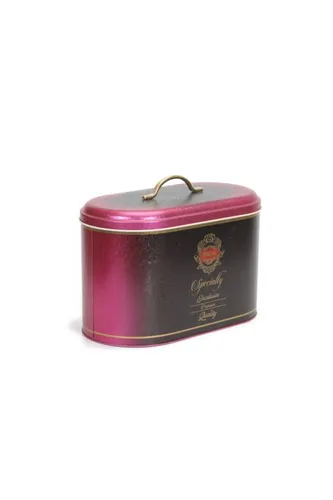 Specialty Pink Desenli Oval Metal Ekmek Kutusu, 10.4 lt