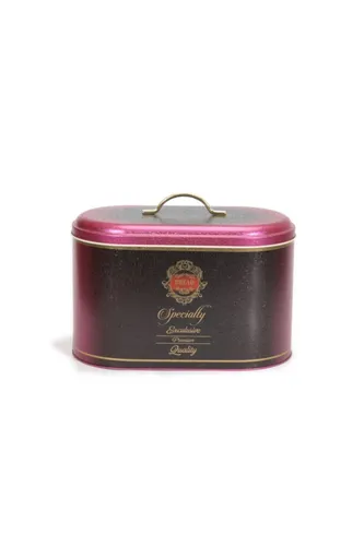 Specialty Pink Desenli Oval Metal Ekmek Kutusu, 10.4 lt