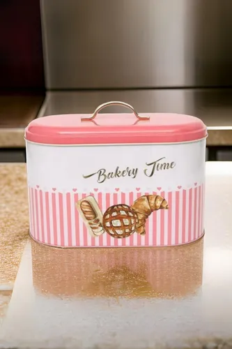 Sprinkles Bakery Time Desenli Oval Metal Ekmek Kutusu, 10.4 lt