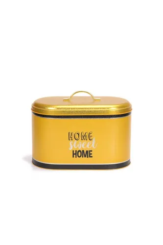 Home Swt Home Black Yellow Desenli Oval Metal Ekmek Kutusu, 10.4 lt