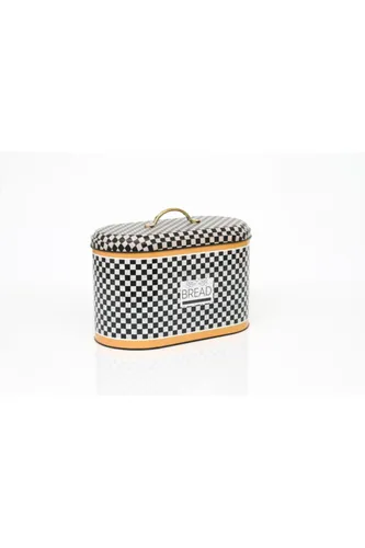 Checkers Yellow Bread Desenli Oval Metal Ekmek Kutusu, 10.4 lt