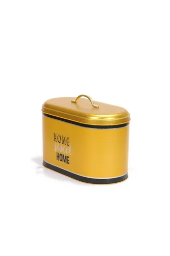 Home Swt Home Black Yellow Desenli Oval Metal Ekmek Kutusu, 10.4 lt