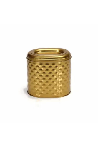 Flat Gold Desenli Oval Metal Kutu, 14 x 12 x 13 cm, 1.4 lt