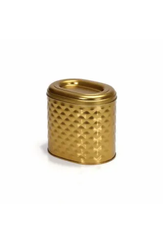 Flat Gold Desenli Oval Metal Kutu, 14 x 12 x 13 cm, 1.4 lt