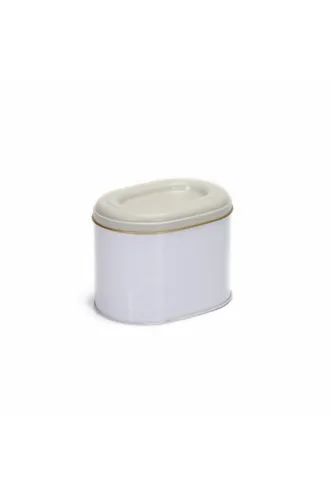 Flat White Desenli Oval Metal Kutu, 14 x 12 x 13 cm, 1.4 lt