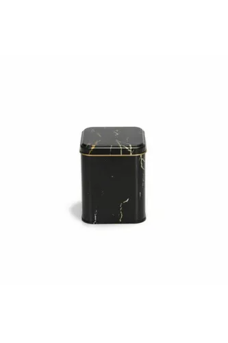 Marble Black Desenli Kare Metal Kutu, 10.5 x  10.5 x 16 cm, 1.7 lt