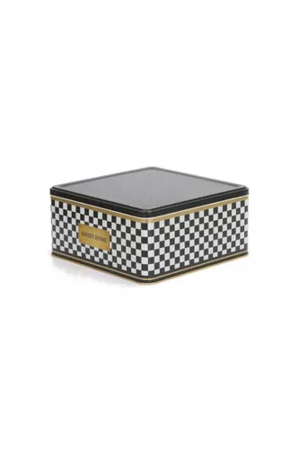 Checkers Black_Swt Home Desenli Kare Metal Kutu, 23.5 x 23.5 x 11 cm, 5.8 lt