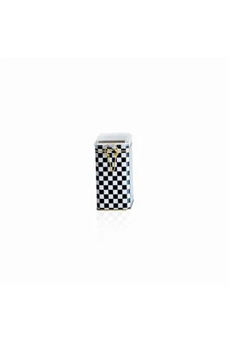 Checkers Black Desenli Kilitli Kapaklı Dikdörtgen Metal Kutu, 7.5 x 10 x 15 cm, 1 lt