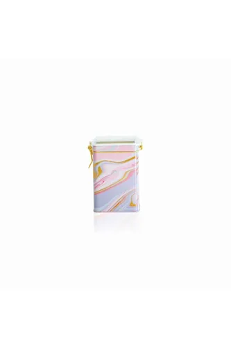 Liquid Pink Desenli Kilitli Kapaklı Dikdörtgen Metal Kutu, 7.5 x 10 x 15 cm, 1 lt