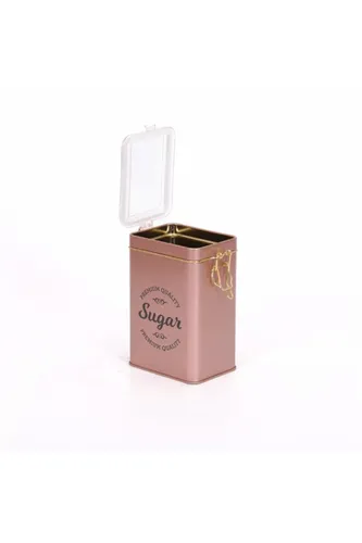 SN_Sugar Rose Desenli Kilitli Kapaklı Dikdörtgen Metal Kutu, 7.5 x 10 x 15 cm, 1 lt