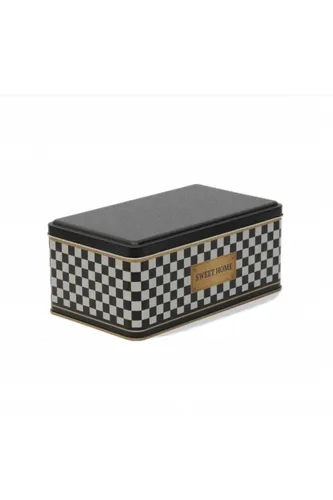 Checkers Black_Swt Home Desenli Dikdörtgen Metal Kutu, 14 x 24 x 10 cm, 3.1 lt