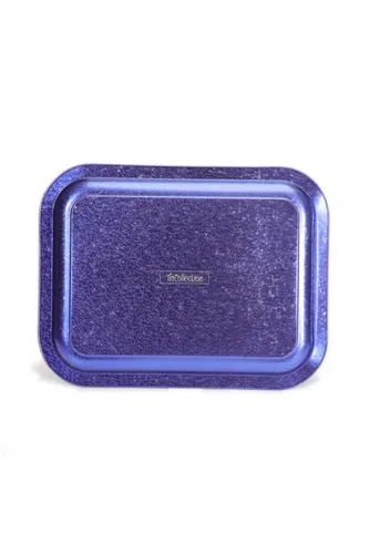 Point Blue Desenli Küçük Klasik Metal Tepsi, 23 x 30 cm