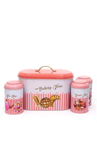 Sprinkles Set Desenli Oval Ekmek Kutusu ve Saklama Kabı Seti 4 lü
