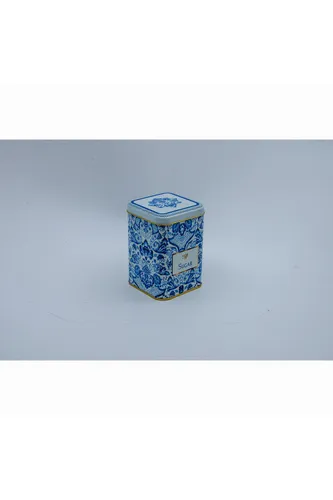 Azulejos Sugar Desenli Kare Metal Kutu, 7.5 x 7.5 x 10 cm, 0.5 lt