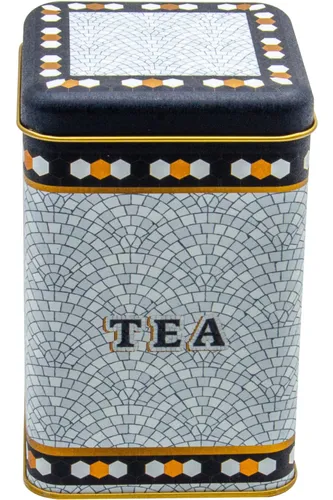 Mosaic Tea Desenli Kare Metal Kutu, 10.5 x  10.5 x 16 cm, 1.7 lt