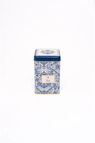 Azulejos Tea Desenli Kare Metal Kutu, 10.5 x  10.5 x 16 cm, 1.7 lt