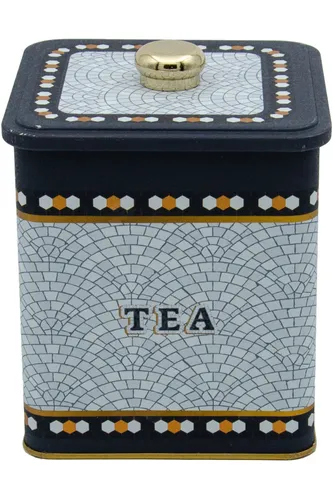 Mosaic Tea Desenli Kare Metal Kutu, 12 x 12 x 13.7 cm, 1.8 lt
