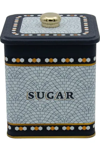 Mosaic Sugar Desenli Kare Metal Kutu, 12 x 12 x 13.7 cm, 1.8 lt