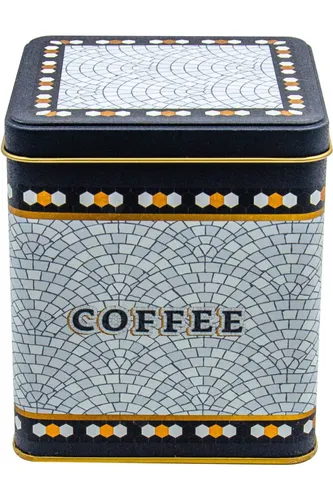 Mosaic Coffee Desenli Kare Metal Kutu, 12 x 12 x 13.7 cm, 1.8 lt