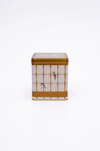 Bird Cage Desenli Kare Metal Kutu, 12 x 12 x 13.7 cm, 1.8 lt