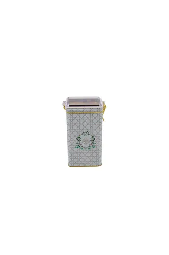 Rosy Desenli Kilitli Kapaklı Dikdörtgen Metal Kutu, 7.5 x 10 x 19 cm, 1.3 lt