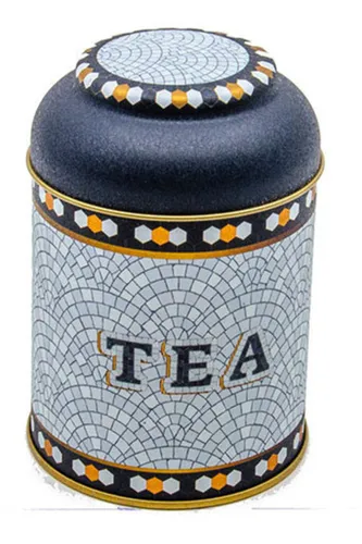 Mosaic Tea Desenli Yuvarlak Metal Kutu, 9 x 11 cm, 0.6 lt