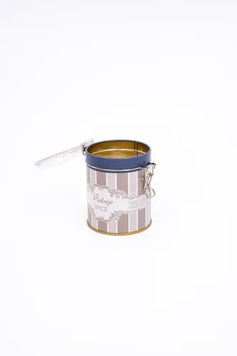 Elegance Spice Desenli Kilitli Kapaklı Yuvarlak Metal Kutu, 9 x 11 cm, 0.6 lt