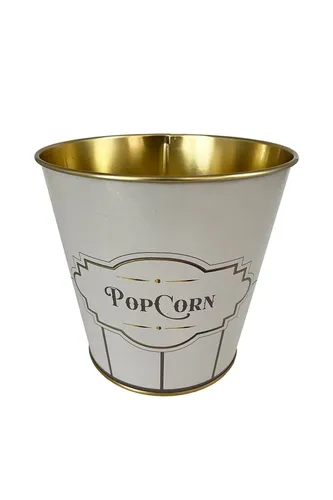 Retro Popcorn Desenli Patlamış Mısır Kovası, 17.5 x 17 cm, 2.6 lt