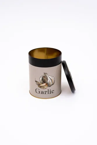 Azura Garlic Desenli Yuvarlak Metal Sarımsaklık, 14 x 18 cm, 2.5 lt