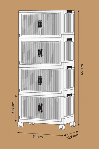 Katlanabilir Modüler Dolap 4 lü 54 cm x 31,7 cm x 127 cm